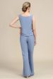 Grey Blue Long Sleeves 3 Piece Mother of the Bride Pant Suits Online Sale