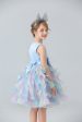 Blue Tulle Tiered Girls  Dress with Bows Fashion