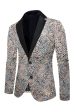 Leopard Printed Notched Lapel Men s Blazer For Cheap