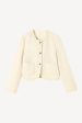 OffWhite Tweed Cropped Fringed Women Jacket For Cheap