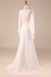 Ivory Long Sleeves Boho Chiffon Open Back Wedding Dress on Sale