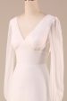 Ivory Long Sleeves Boho Chiffon Open Back Wedding Dress on Sale