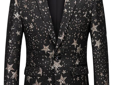 Black Stars Men s Prom Blazer Discount