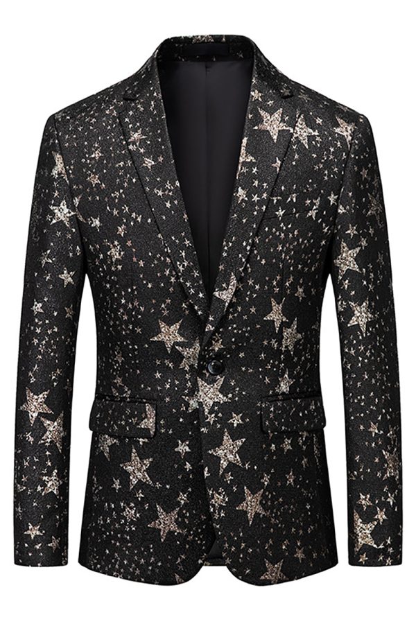 Black Stars Men s Prom Blazer Discount