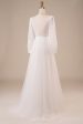 A-Line Tulle Beaded Ivory Wedding Dress with Sleeves Online now