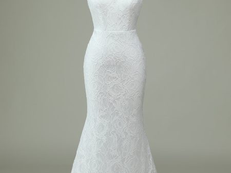 Ivory Mermaid Lace Backless Wedding Dress Supply