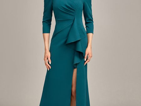 Dark Green Mermaid Off The Shoulder Cascading Ruffled Mother Of The Bride Dress on Sale