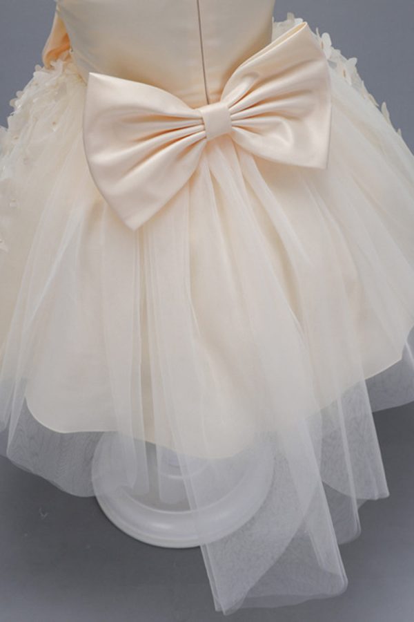 Champagne Princess Butterfly Tulle Girls  Dress With Bow For Cheap