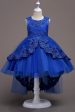 Dark Blue High Low Appliques Girls Dresses Online Sale