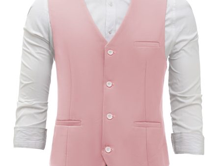 Pink Single Breasted Shawl Lapel Men s Suit Vest Online Hot Sale