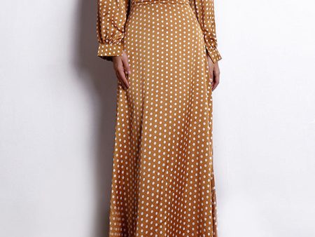 Yellow Polka Dots Long Sleeves Bohemian Dress Supply