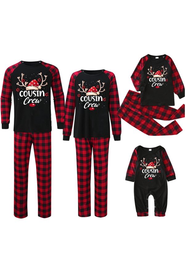 Print Family Christmas Pajamas with Red Plaid For Discount