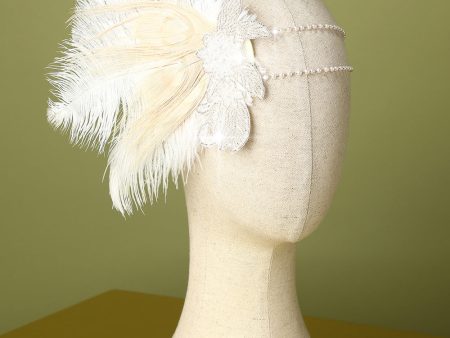 1920s Feather Sequin Pearls Flapper Headband Discount