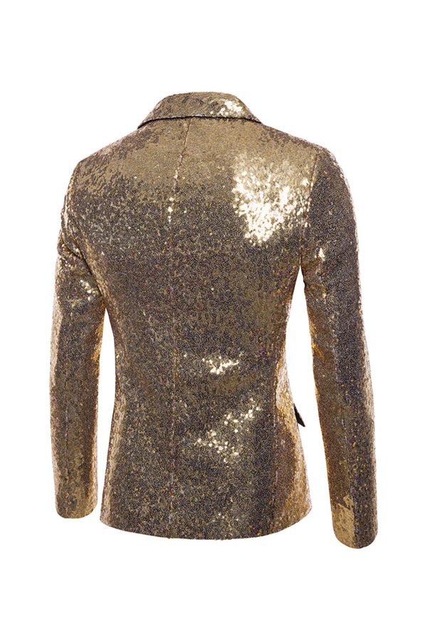 Sparkly Gold Notched Lapel Prom Blazer Hot on Sale