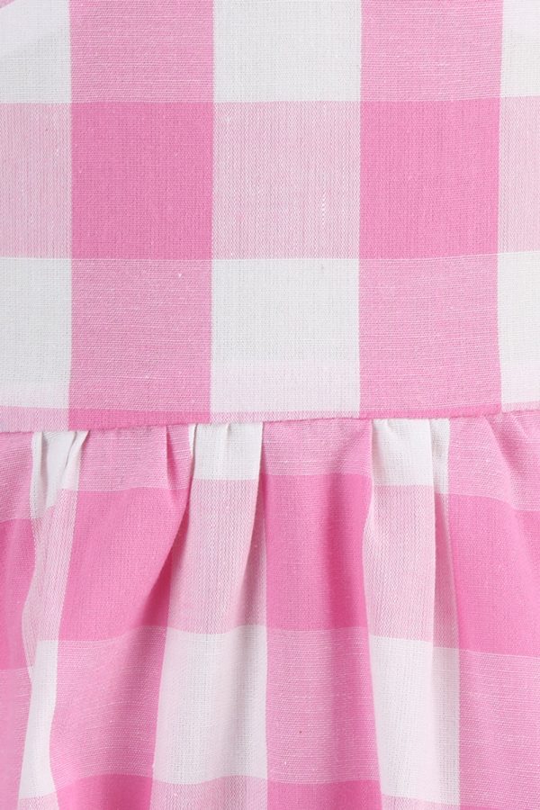 Halter Plaid Sleeveless Pink Vintage Girl Dresses For Sale