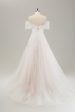 White A Line Off the Shoulder Tulle Bridal Dress with Embroidery Fashion