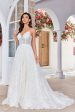 Charming A Line Spaghetti Straps Apricot Long Wedding Dress with Sweep Train Sale