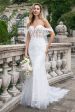 Sparkly White Off the Shoulder Corset Mermaid Tulle Wedding Dress with Sequins Discount