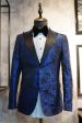 Peak Lapel Jacquard Two Buttons Royal Blue Single Breasted Men s Prom Blazer For Discount