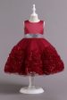 Fuchsia A Line Sequin Flower Girls  Party Dress With Bow on Sale