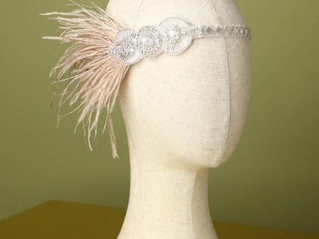 1920s Feather Beaded Flapper Headband Supply