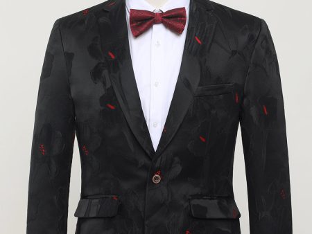 Notched Lapel Single Breasted Black Blazer Discount