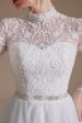 White A-Line High Neck Long Sleeves Wedding Dress with Lace Online Hot Sale