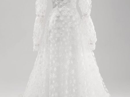 White A Line Sweetheart Applique Lace Wedding Dress with Detachable Sleeves Online Hot Sale