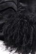 Black Velvet Peak Lapel Women Coat with Feathers Discount