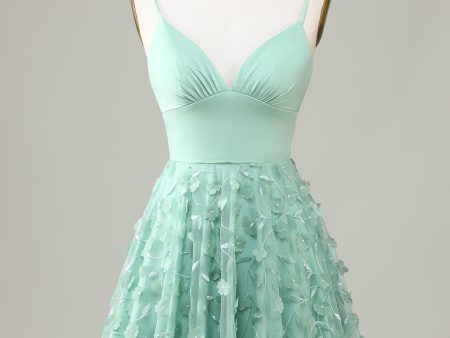 A-Line Spaghetti Straps Short Bridesmaid Dress with Appliques Online