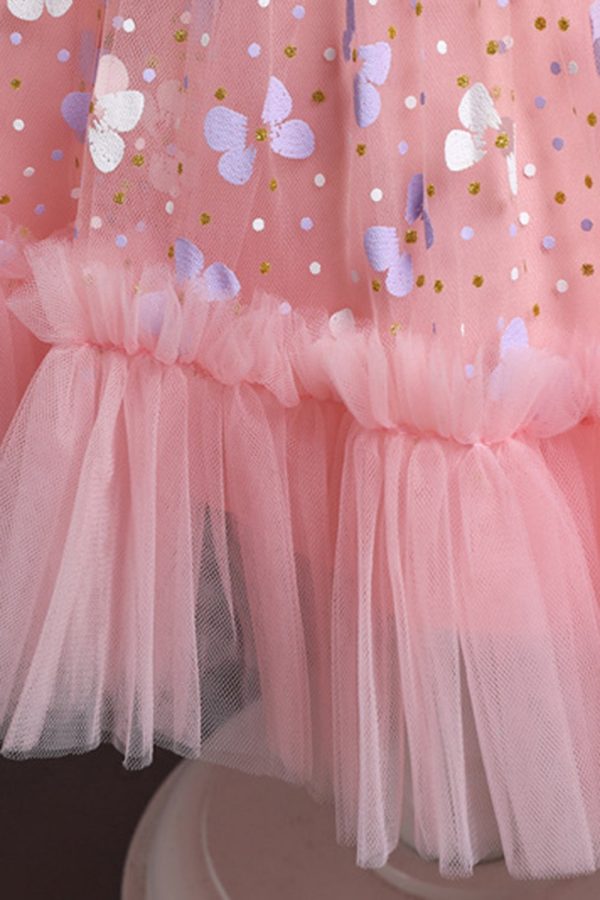 A Line Jewel Neck Pink Girl Party Dress with Appliques Online Sale