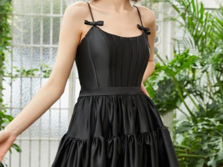 A-Line Spaghetti Straps Black Short Homecoming Dress For Discount