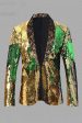 Sparkly Golden Sequins Shawl Lapel Men s Blazer Online Hot Sale