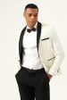 One Button White Shawl Lapel Jacquard Men s Prom Blazer Online Hot Sale