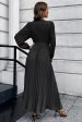 Long Sleeves Black Casual Dress with Sash Online Hot Sale