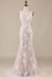 Charming Mermaid Spaghetti Straps Ivory Long Bridal Dress with Lace on Sale