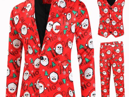 Red Snowman Printed 3 Piece Christmas Party Men s Suits Online now