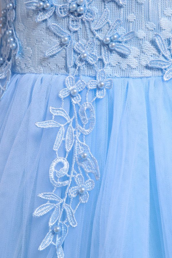 Tulle Beaded Blue Girls Dresses with Appliques Discount