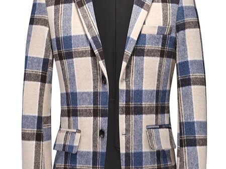 Blue Grid Blazer for Men Hot on Sale