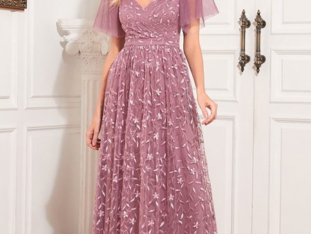 A-Line Dusty Rose Mother Of The Bride Dress with Appliques Online Sale