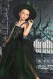 Dark Green Lace-Up Front Tulle Halloween Girl Dress Online Hot Sale