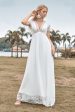 Deep V-neck Simple Boho Wedding Dress with Slit Online