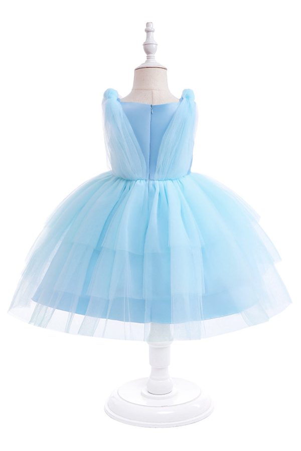 Blue Tulle Girl Party Dress with Bows For Discount