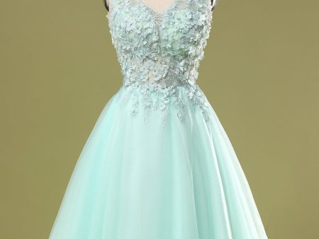 Mint Green Short Prom Dress With Appliques Hot on Sale