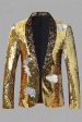 Sparkly Golden Sequins Shawl Lapel Men s Blazer Online Hot Sale