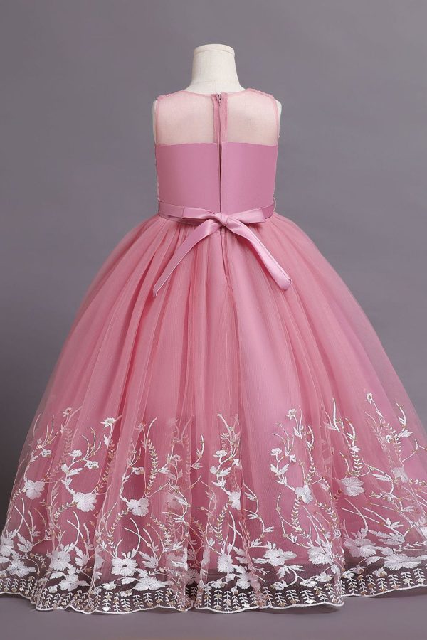 Tulle Blush Flower Girl Dress with Bowknot Online Sale