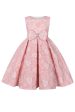 Cute Jewel Neck Pink Jacquard Girl Dress Supply