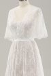 White A Line Sweetheart Lace Long Wedding Dress with Short Sleeves For Cheap