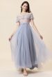 Sparkly Grey Beaded Long Tulle Evening Dress Sale