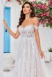 Detachable Off the Shoulder Corset Tulle A Line Wedding Dress Sale